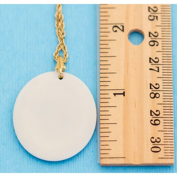 Vintage Pink Roses Ceramic Necklace by Avon - 24 inch - N3 - Picture 3 of 3